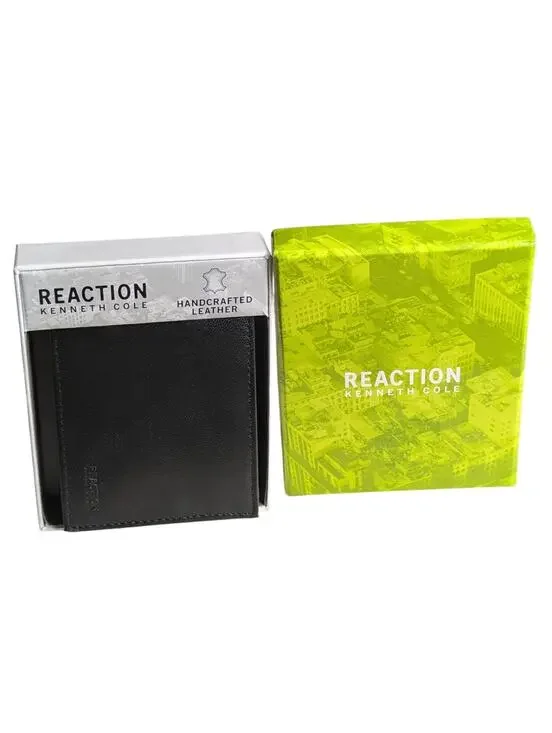 Kenneth Cole Reaction Men's Soft Leather Passcase Wallet Black NEW FREE SHIPPING