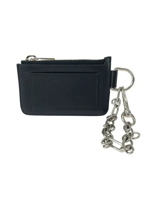 Balenciaga Logo Black Leather Chain Coin Case Fragment Card