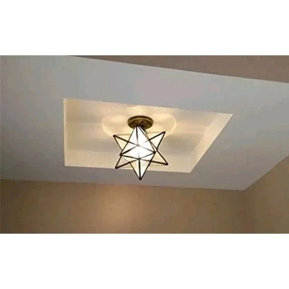Crystal Flush Mount Moravian Star Ceiling Light Shade with E26 Bulb 8''