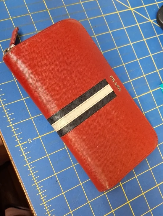 Prada Red Zip-Around 8x4 Leather Wallet Pre-Loved