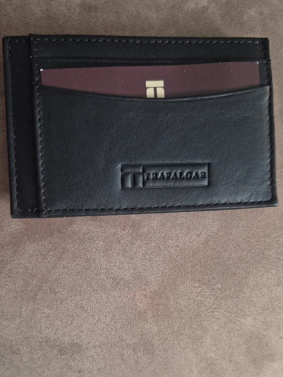 Trafalgar Card Holder,  Black Leather, NIB