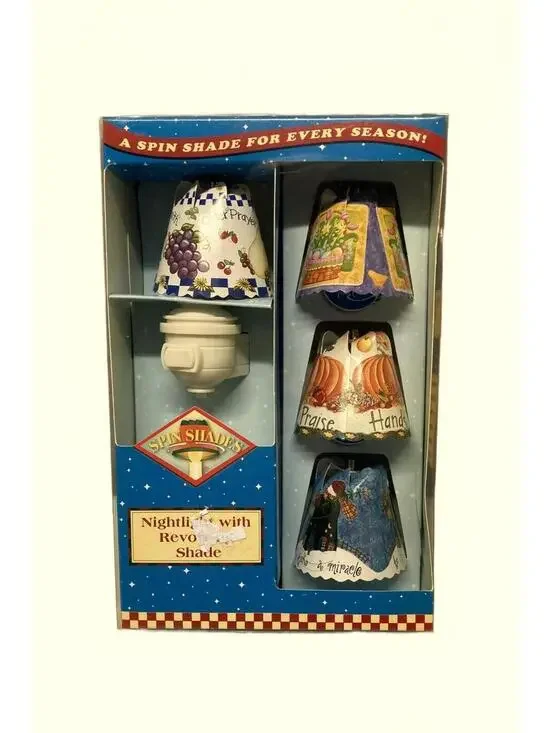 Vintage Spin Shade Nightlight with Revolving Shade-4 Decorative Shades Included