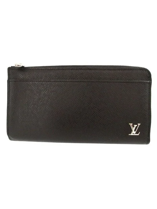 Louis Vuitton Taiga Zippy Dragonne Black L-shaped Zipper Wallet