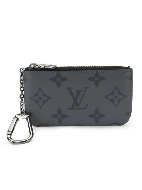 Louis Vuitton Coin Case Pochette Cles Monogram Eclipse Gray Black Silver