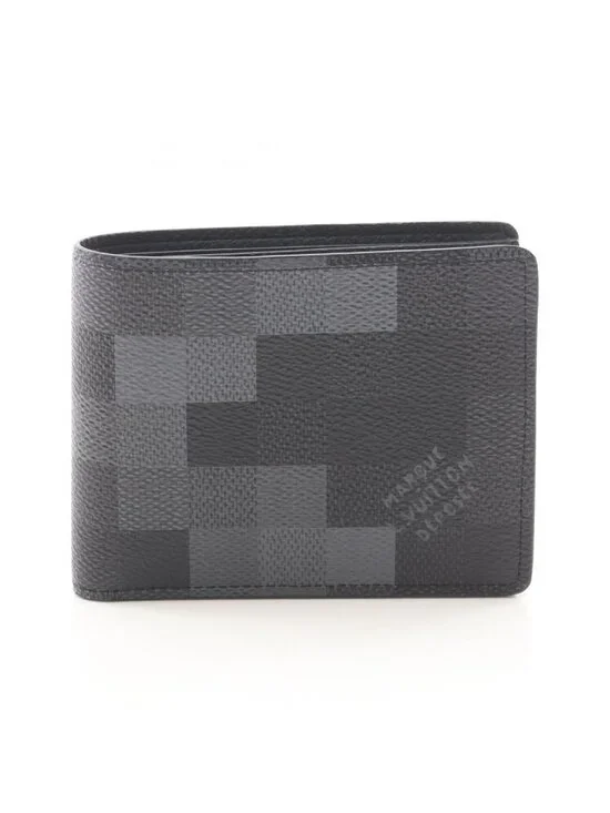 Louis Vuitton Bill Purse Portefeuille Calf Noir Canvas Wallet