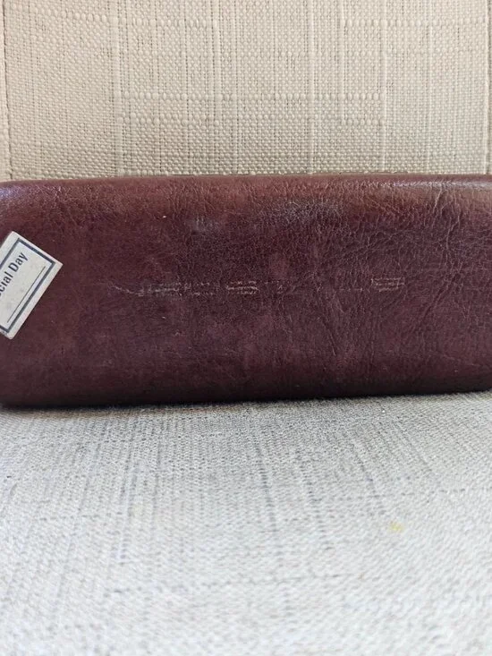 Neostyle Glasses Case Brown Leather Hard Case for Eyeglasses Small Size 6 x 2 in