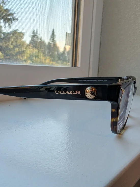 Coach Men’s Black/Gray Eyeglass Frames - Coach Logo Accent