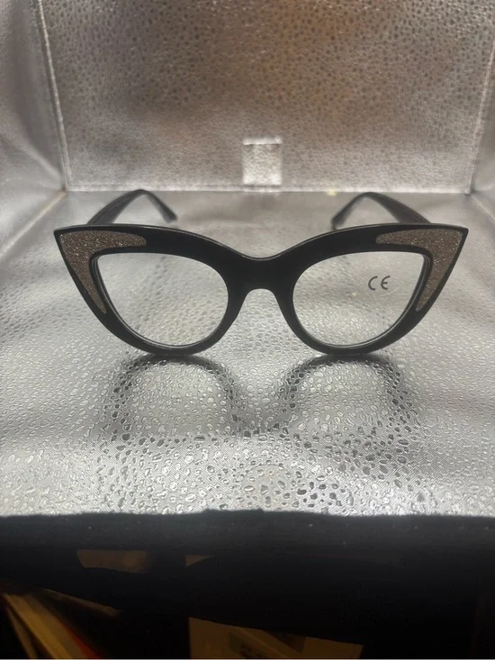 Black Cat-Eye Readers  with Gold Glitter Accent