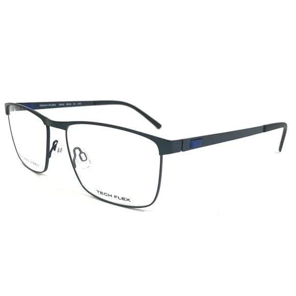 Tech Flex Eyeglasses Frames 30151S SP18 Navy Blue Square Full Rim 55-16-145