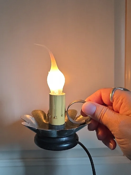 Metal Floral Wall Sconce Lamp with Silicon Flame Bulb - Cream & Black