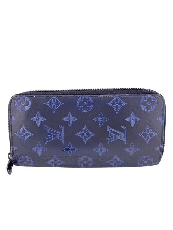 Louis Vuitton Wallet Vertical Zippy Monogram Card Holder Coin Purse Navy