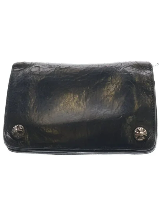 Chrome Hearts Cross Ball Button Leather Wallet Black
