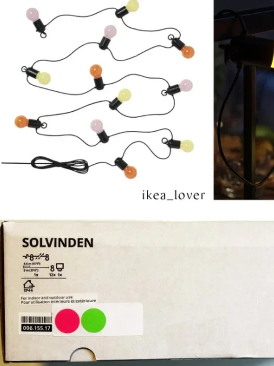SOLVINDEN 006.155.17 LED string light with 12 lights, outdoor/multicolor