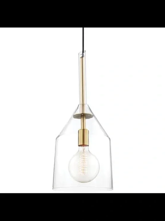 Glass Pendant Light with Brass Accent - Clear