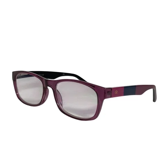 Ann Taylor ATR040 Purple Rectangle Reading Glasses +2.00 Pink Navy Blue Temples
