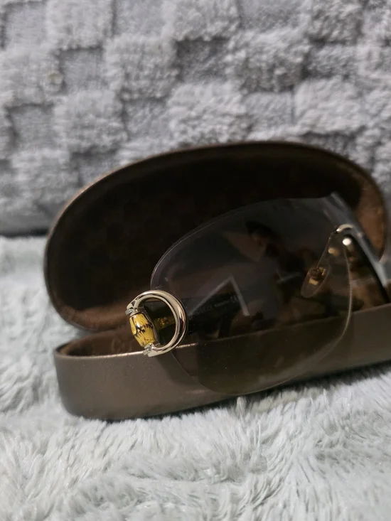 Gucci Brown Gradient Rimless Sunglasses with Gold Accent