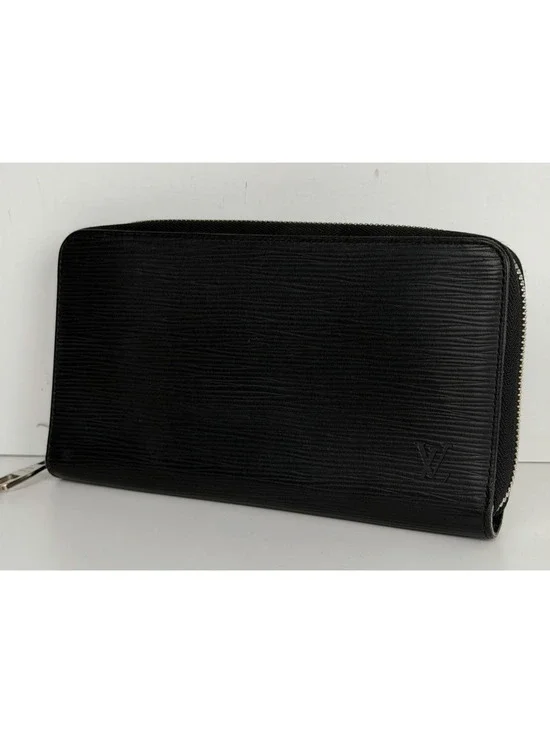 Louis Vuitton Zippy Wallet Organizer Black Leather&Silver-tone hardware 2014 K1