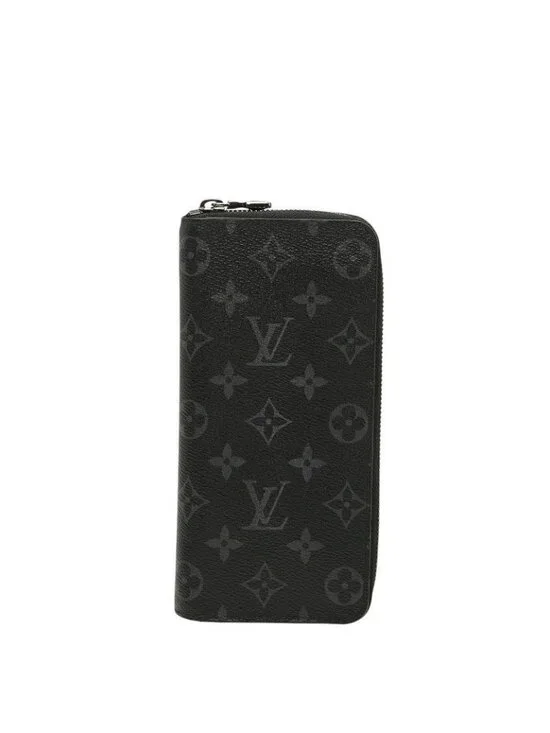 Louis Vuitton Monogram Eclipse Zippy Wallet Vertical Zip Around Black Gray