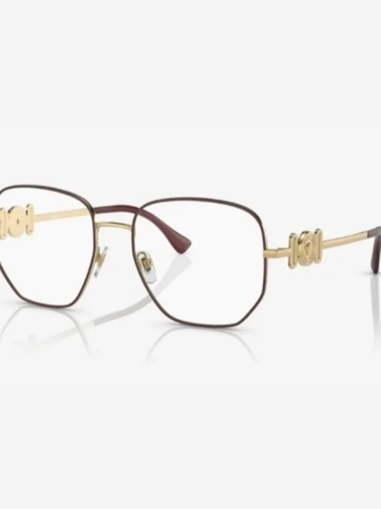 Brand NEW VE1283 Versace Glasses Size 54/18/145 Gold Burgundy Red Eyeglasses