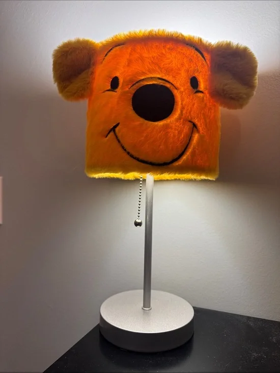 Plush Orange Character Lamp Shade for Kids - Smiling Face Design