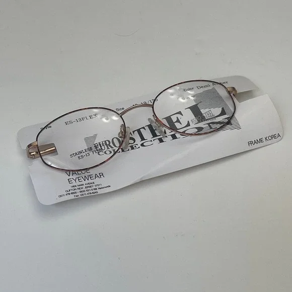 Euro Steel Collection ES-13 Flex Eyeglasses Demi Amber Stainless Frames 48-19