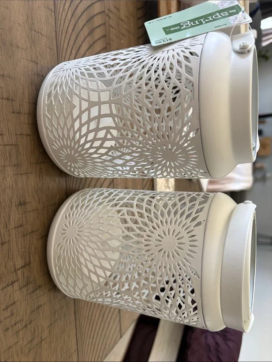 The Spring Shop White Metal Cutout Lanterns - Pair