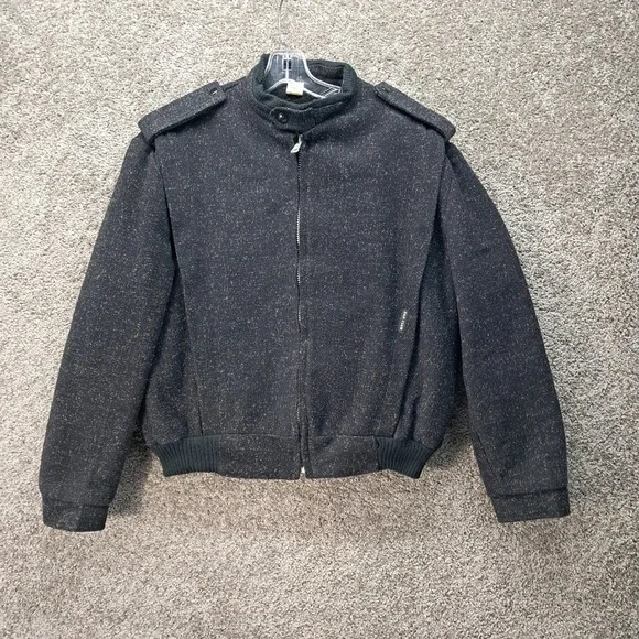 Fan Club Vintage Men Charcoal Gray‎ Faux Fur Lined Bomber Jacket Size 40