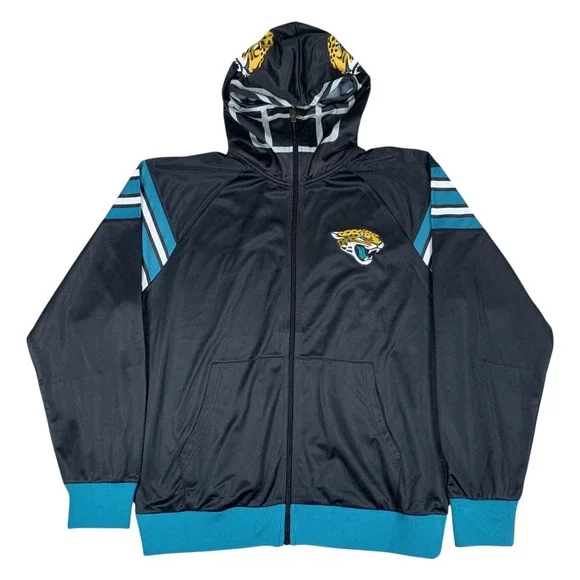 Pro Layer Jacksonville Jaguars Track Jacket Mens XL Black Helmet Hood NFL Zip