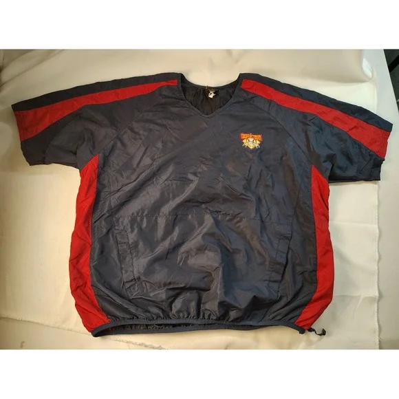 Cooperstown Dreams Park Baseball Windshirt V-Neck Pullover Navy Red Retro 2XL