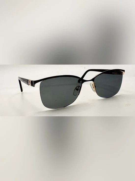 Just 1308 Black Gold Oval Browline Metal Sunglasses Frames Only