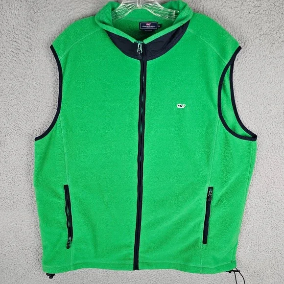 Vineyard Vines‎ Harbor Fleece Vest Mens XL Whale Logo Sleeveless Full Zip 100073