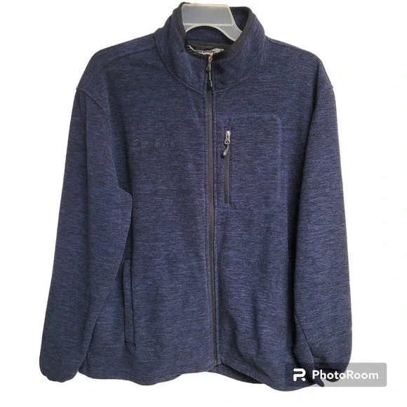 Free Country Navy Blue Mock Neck‎ Full Zip Fleece Jacket Men's Size XL