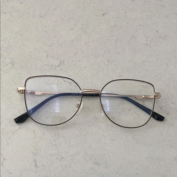Gold‎ Metal Cat Eye Glasses Clear Lenses Fashion Eyewear TJ26062