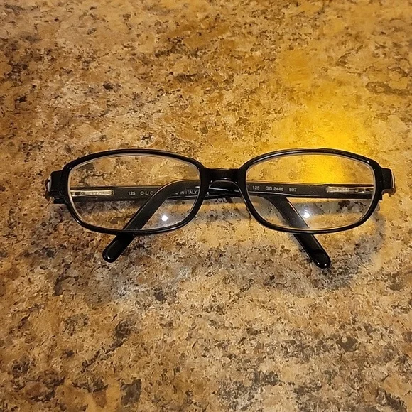 Gucci Black Rectangular Women's Eyeglass Frames