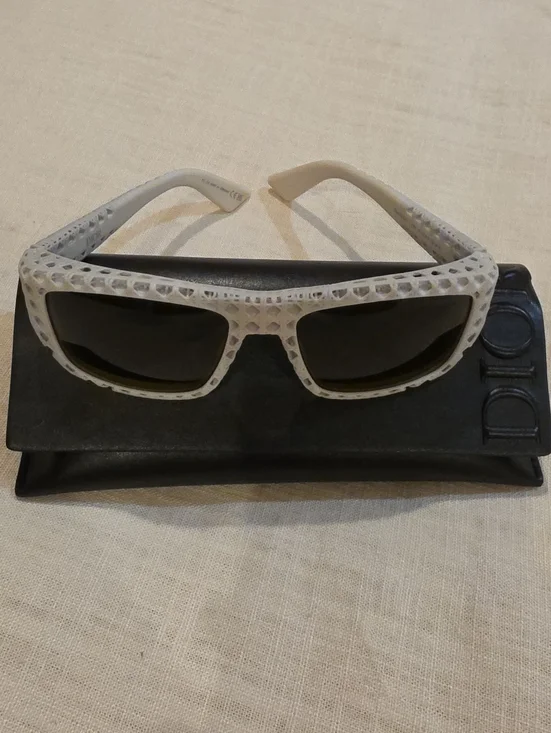 Dior White Textured Frame Sunglasses with Black Lenses