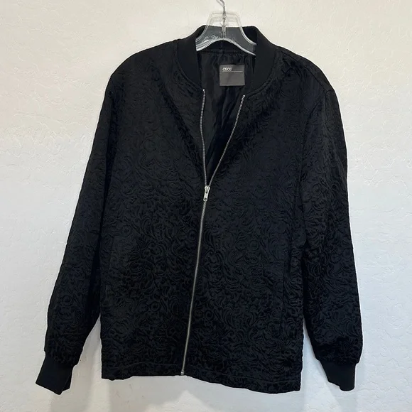 ASOS Black Textured Bomber Jacket‎ Medium jacquard bomber jacket men’s quilted