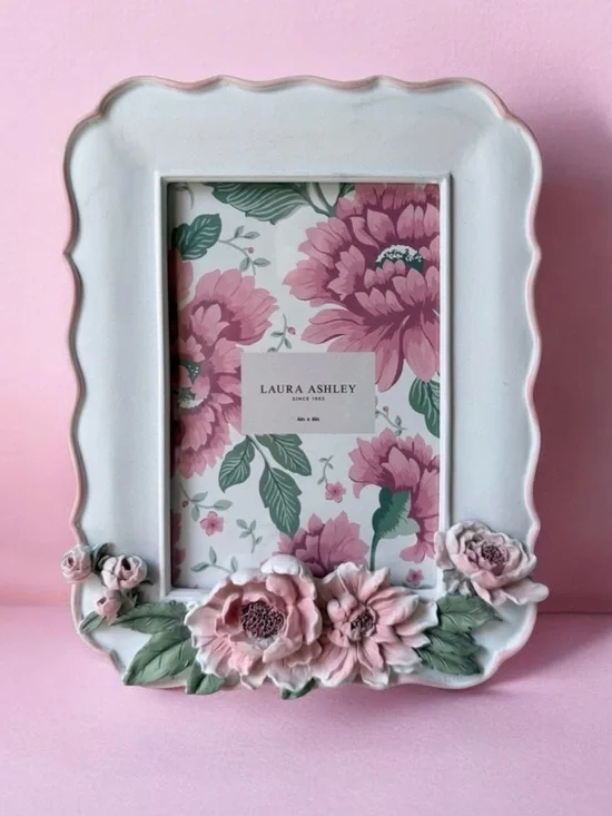 Laura Ashley Pink and White 3 D Floral Frame