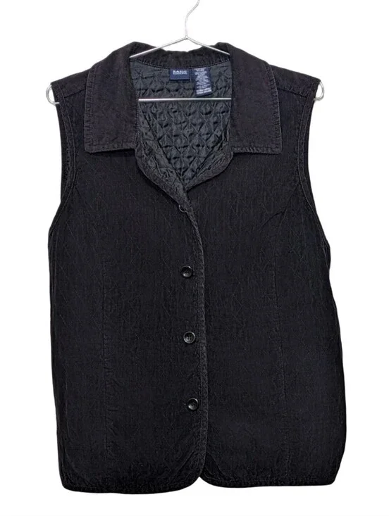 Basic Editions | Sleeveless Black Button-Front Unisex Courdory Vest | Outdoors