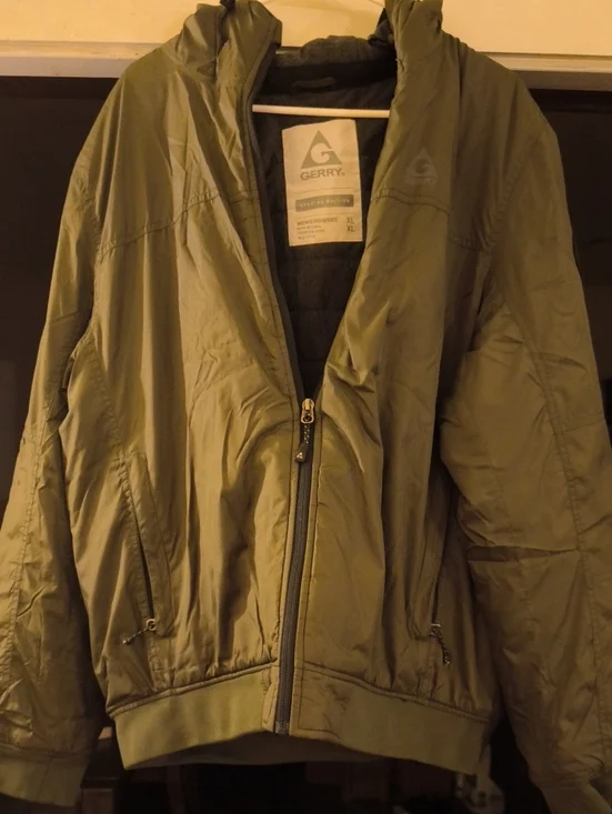 Gerry Weber Olive Green Hooded Quilted Jacket with Gray Lining
