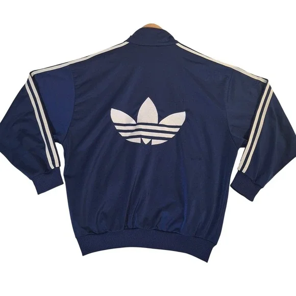 Vintage Adidas Originals Trefoil Track Jacket Navy Blue White Mens Large