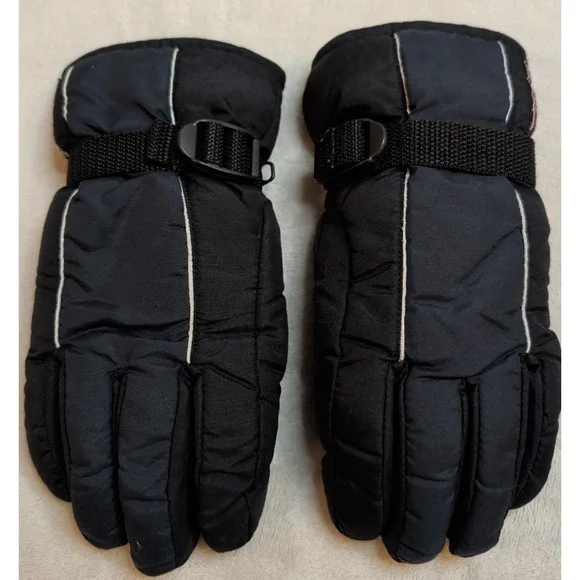 Black‎ Thinsulate Insulated Winter Gloves Nylon Ski Snow Adjustable Wrist