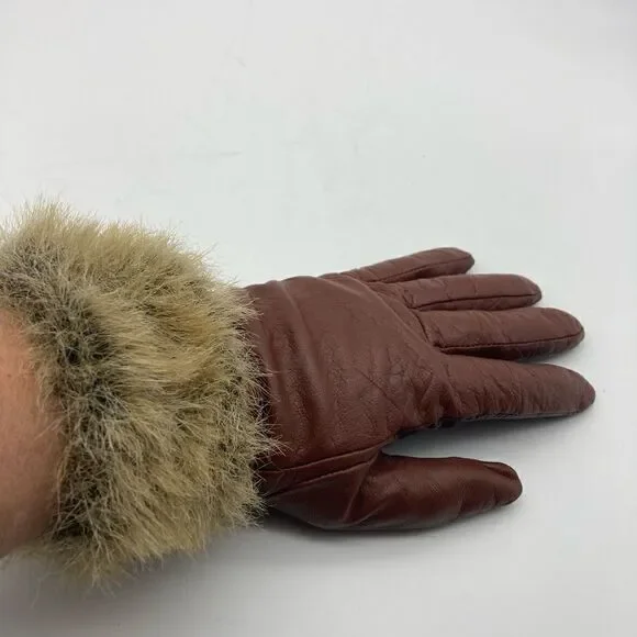 Vintage Merona Leather Gloves Size LG Cognac Color