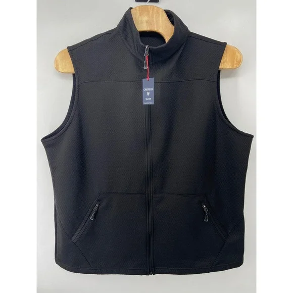 Cremieux Vest Men 3XT Black Golf Textured Full Zip Quilted Tall Casual Outdoor