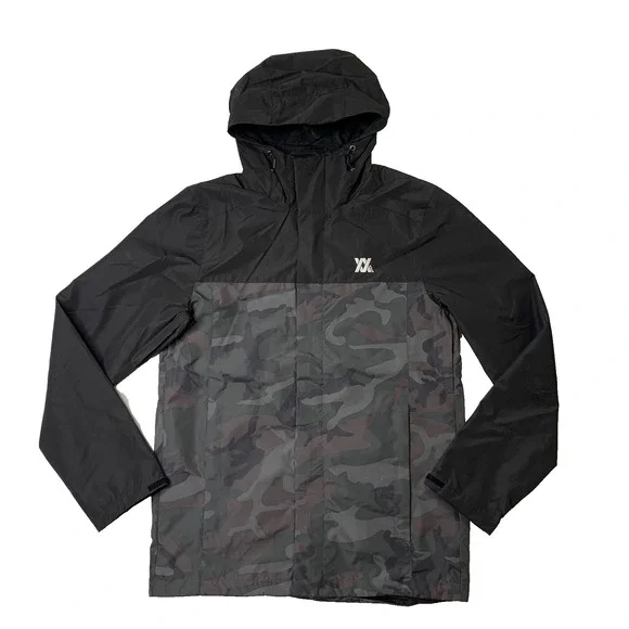 Dixxon Jacket Men S Small Black Camo Tech Windbreaker Full Zip Hooded Ground Up
