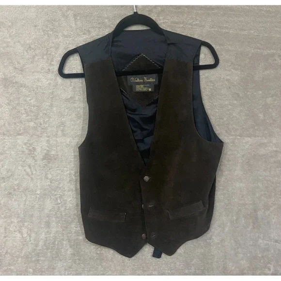 Western‎ Frontier Vest Mens Medium Brown Leather Suede Cowboy Rodeo Ranch Indie