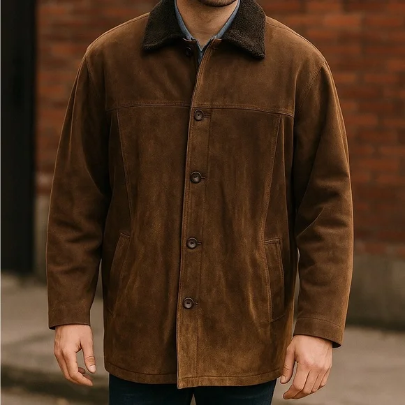 AVALANCHE Milan Soft Brown Suede Leather Jacket COAT Lined‎ Insulated Mens 2XL
