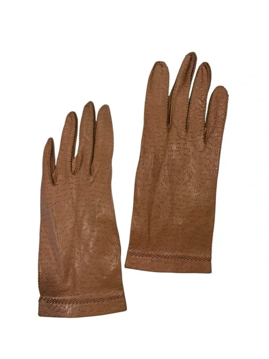 Vintage Brown Leather Dress Gloves Sz S