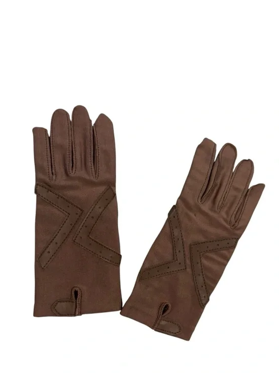 Vintage Classic Brown Leatherette Dress Gloves