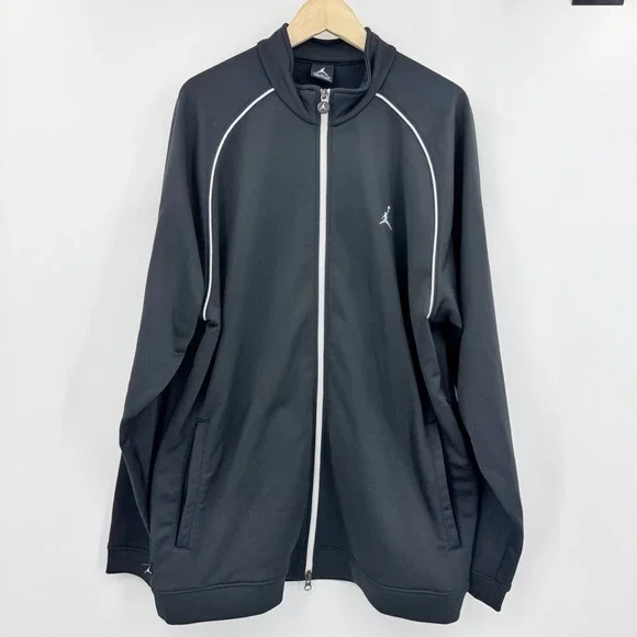 Jordan Mens XL Black White Full Zip Track Jacket Jumpman Logo‎ Y2K Streetwear