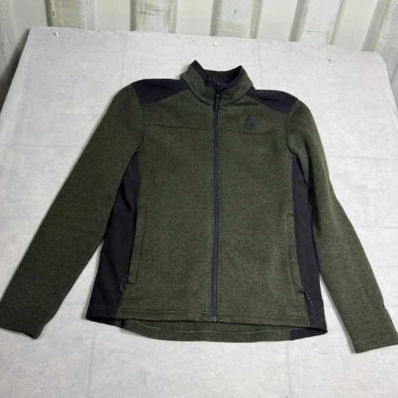 Gerry Mens Full-Zip Jacket‎ Green Mixed Media Knit Long Sleeve Outdoor Logo M